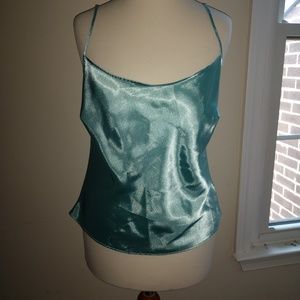 Teal satin tank